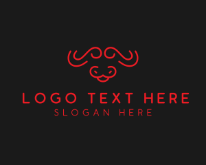 Horns - Red Minimalist Bull logo design