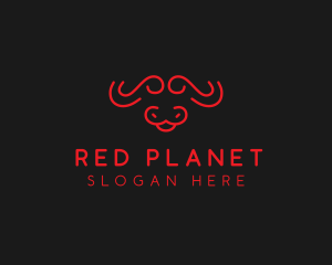 Red Minimalist Bull  logo design