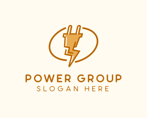 Plug Lightning Bolt logo design