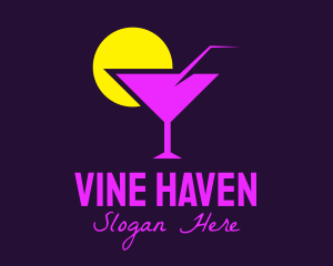 Purple Cocktail Bar logo design