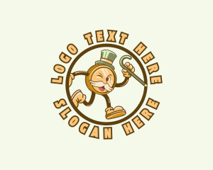 Stock Broker - Money Coin Mascot logo design