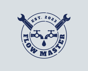 Wrench Faucet Plumber logo design