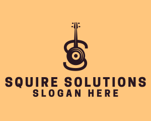 Vinyl Guitar Letter S logo design