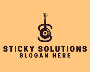 Vinyl Guitar Letter S logo design