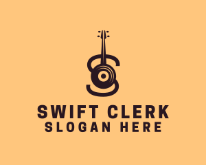 Vinyl Guitar Letter S logo design