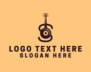 Guitar Lessons - Vinyl Guitar Letter S logo design