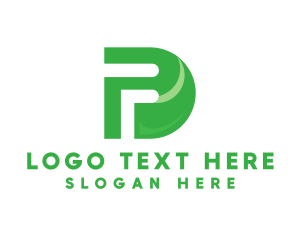 Futuristic - Green Nature Letter PD Monogram logo design