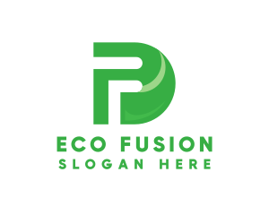 Hybrid - Green Nature Letter PD Monogram logo design