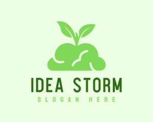 Green Plant Brain logo design