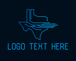 Robot - Technology Circuit Texas Map logo design