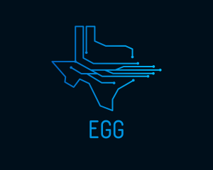 Data - Technology Circuit Texas Map logo design