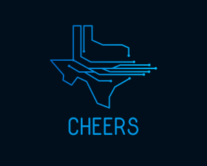 San Antonio - Technology Circuit Texas Map logo design