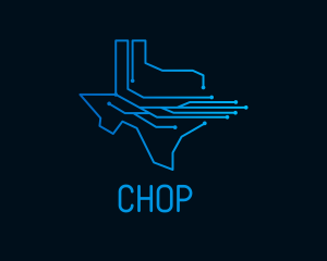 Network - Technology Circuit Texas Map logo design