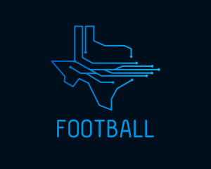 Dallas - Technology Circuit Texas Map logo design