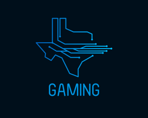 Programming - Technology Circuit Texas Map logo design