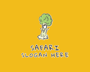 Vegan - Cartoon Broccoli Veggie logo design