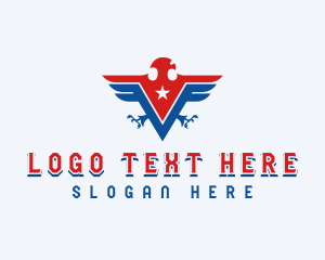 Air Force - Patriotic American Eagle Letter V logo design