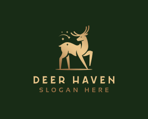 Gold Deer Animal logo design