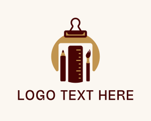 Ruler - Pencil Ruler Brush logo design