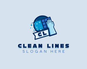 Cleaning Gloves Sanitation logo design