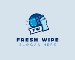 Wipe - Cleaning Gloves Sanitation logo design