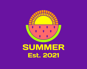 Colorful Watermelon Sun logo design