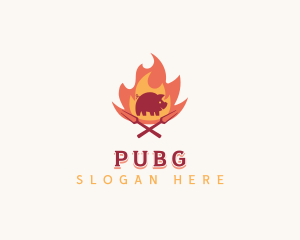 Pork Flame Barbecue Logo