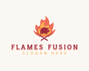 Pork Flame Barbecue logo design