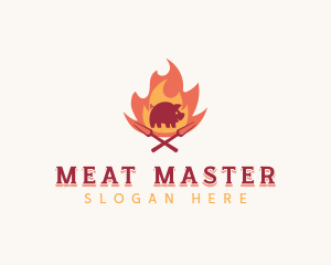 Pork Flame Barbecue logo design