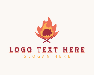 Grilling - Pork Flame Barbecue logo design