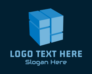 Cyberspace - Blue Cyber Cube logo design