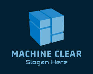 Blue Cyber Cube Logo