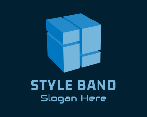 Blue Cyber Cube logo design