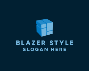 Blue Cyber Cube logo design