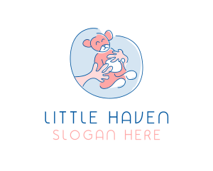 Little - Hug Teddy Bear logo design