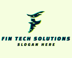 Tech Glitch Letter F logo design