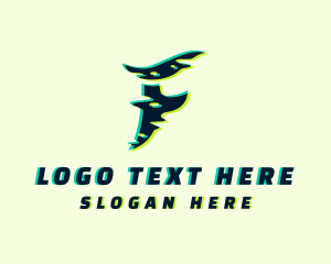 Online - Tech Glitch Letter F logo design