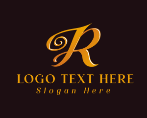 Wealth - Golden Letter R Luxury Business logo design
