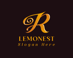 Golden Letter R Luxury Business Logo