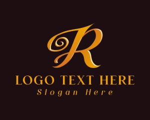 Initial - Golden Letter R Luxury Business logo design