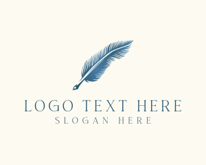 Writer - Elegant Feather Pen logo design