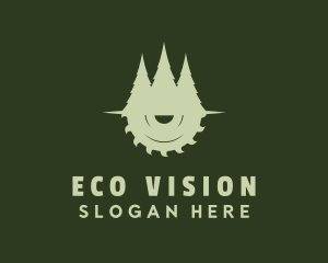 Tree Circular Saw Forest logo design