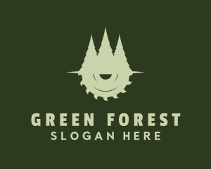 Tree Circular Saw Forest logo design