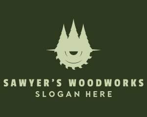 Tree Circular Saw Forest logo design