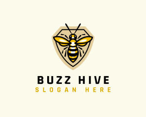 Bee Insect Shield logo design