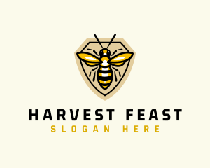 Bee Insect Shield logo design