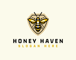 Bee Insect Shield logo design