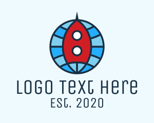 World Map - Global Rocket Expedition logo design