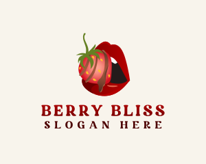 Strawberry - Strawberry Lips Dessert logo design