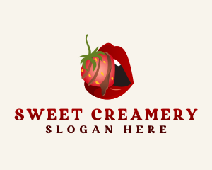 Strawberry Lips Dessert logo design